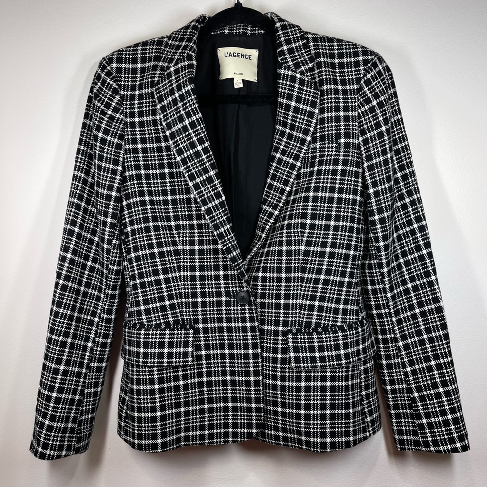NWOT L’Agence Diana Skinny Lapel Plaid Blazer Size‎ 2